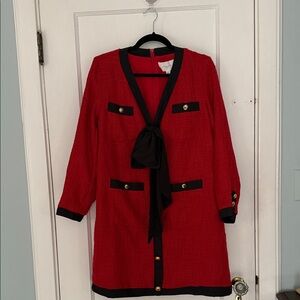Tuckernuck / Pomander Place Red Tweed Dress with black detail and gold buttons